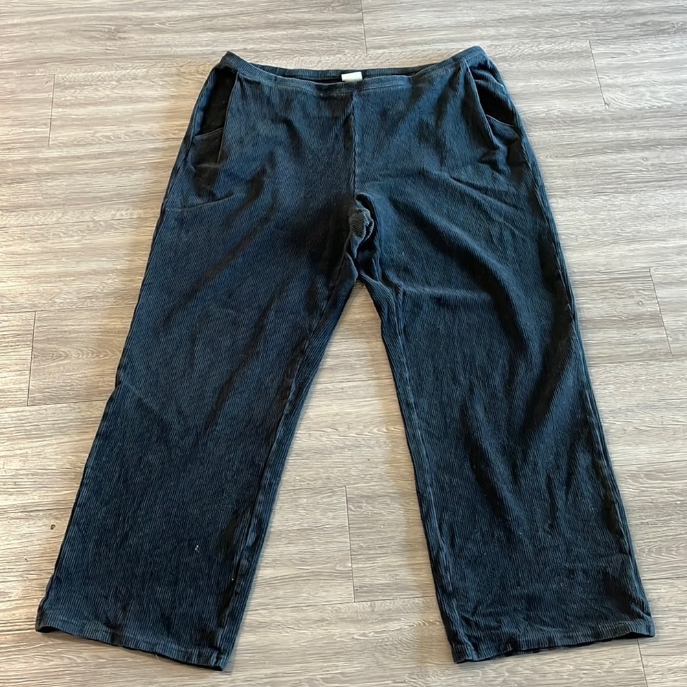 L.L. Bean Wide Leg Ribbed Washed Black Sweat Pants